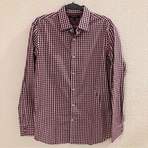 Banana Republic Maroon Checkered Button Down Shirt